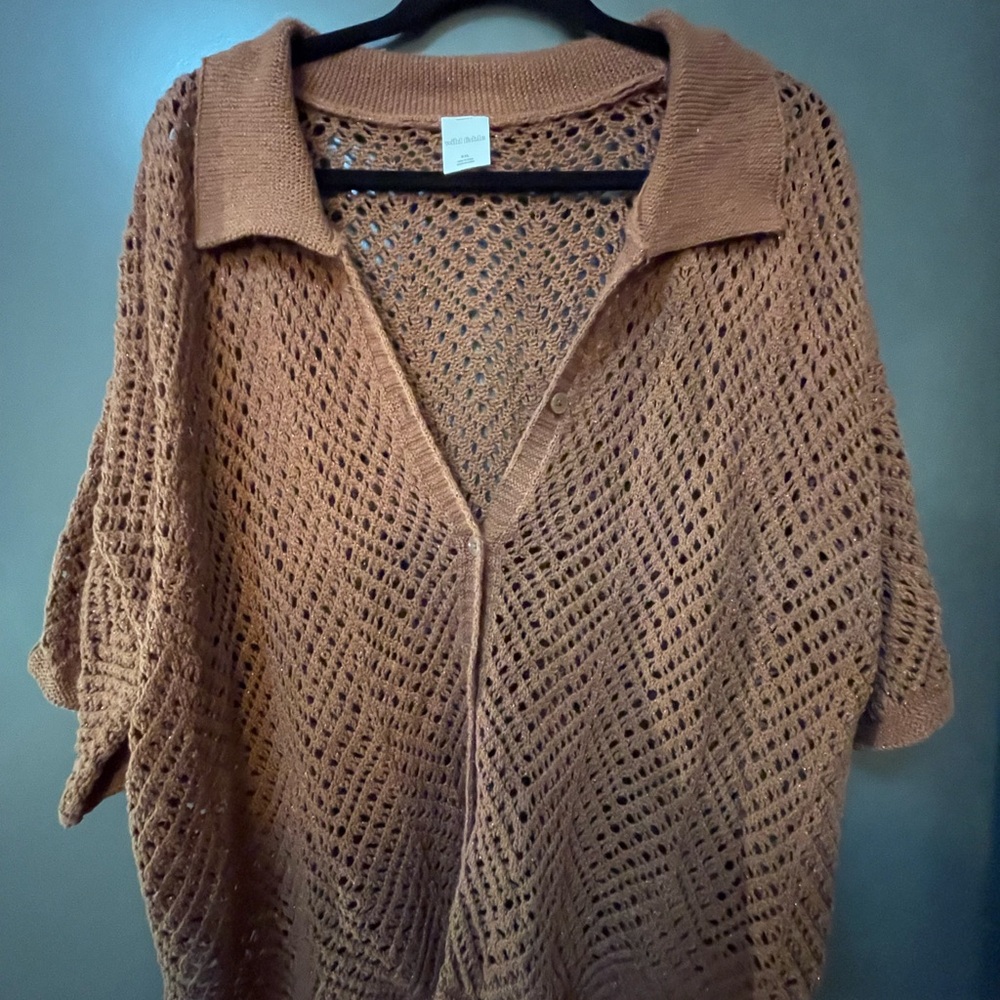 Wild Fable Brown Open-Weave Cardigan Sweater